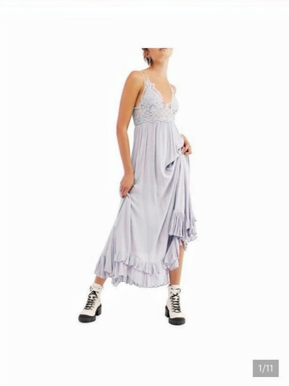 Free People Adella Maxi Slip Maxi Slip Dress in Purple Size XL Like New